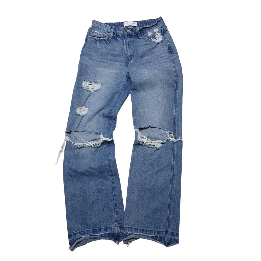 Flying Monkey Vintage Straight Jeans Womens 27 Blue Distressed High Rise 27x30